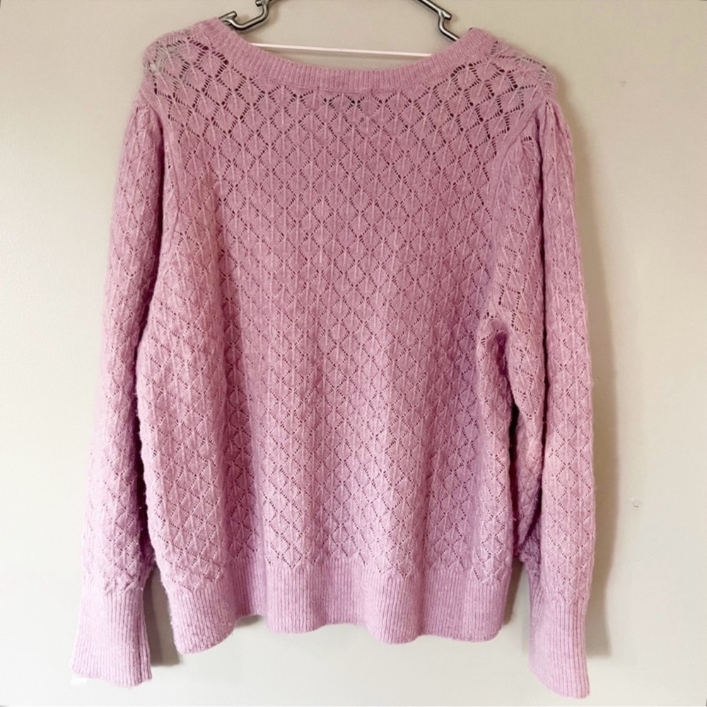 Old Navy Open Knit Wool Blend Sweater Pink XL Feminine Cottagecore Girly Office - Picture 5 of 8